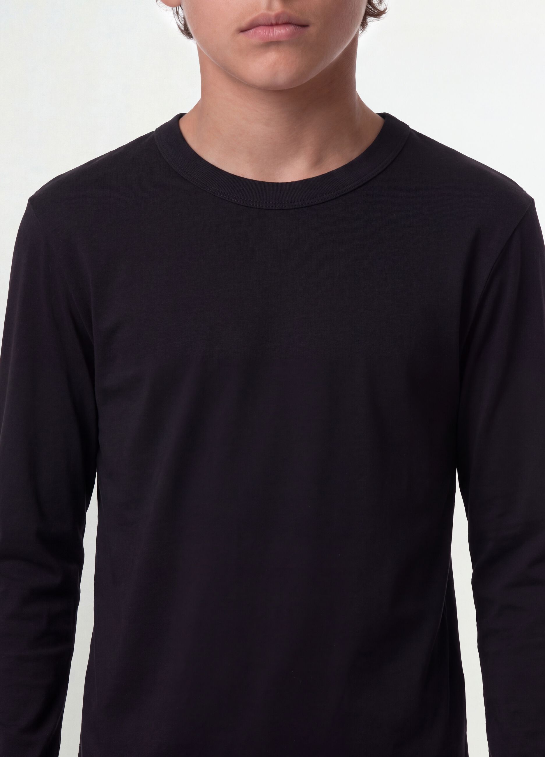 Black regular-fit stretch organic cotton T-shirt for boys