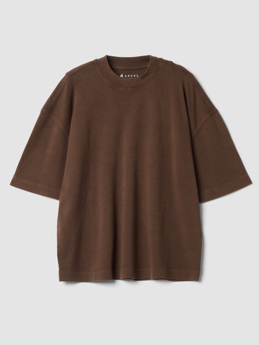 Brown crew-neck pure cotton T-shirt in a boxy fit_4