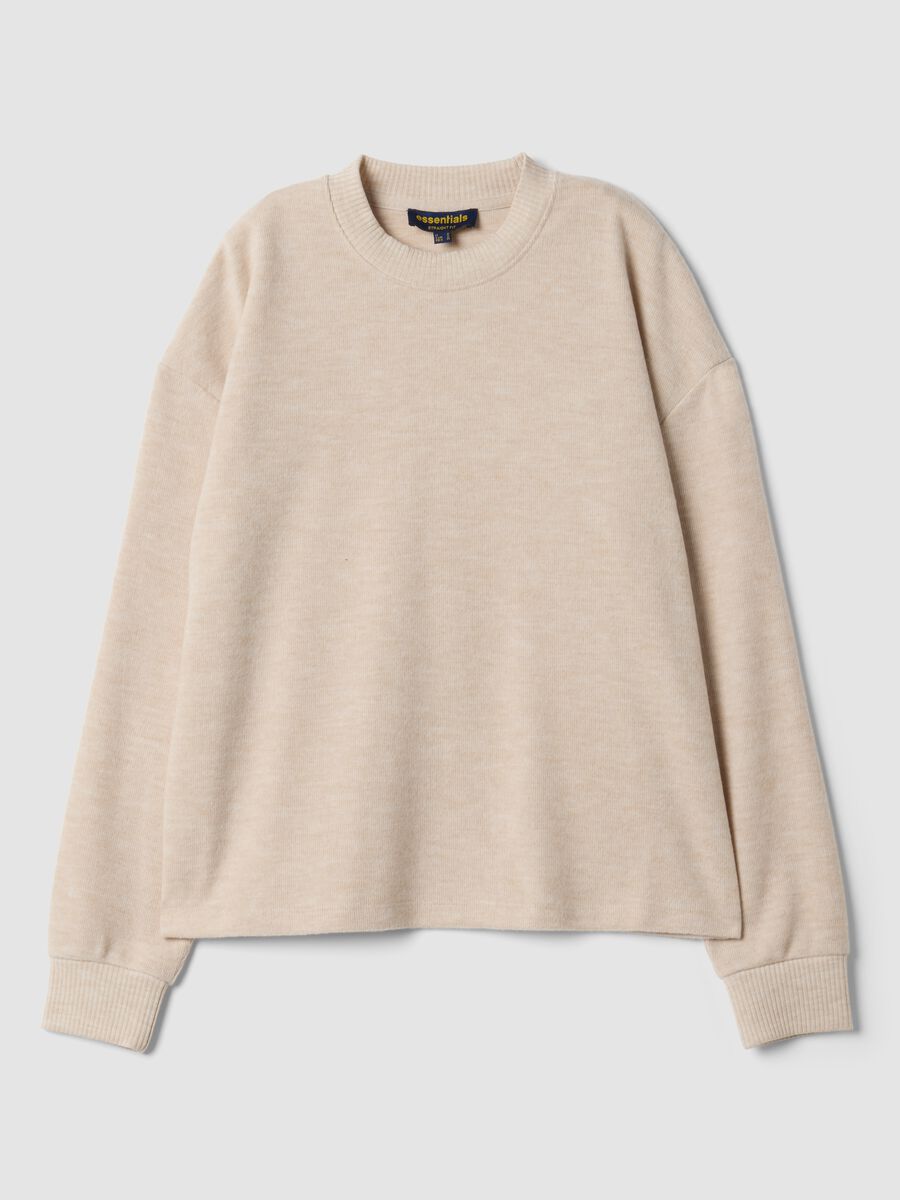 Beige viscose-blend crew-neck jumper, regular fit_0