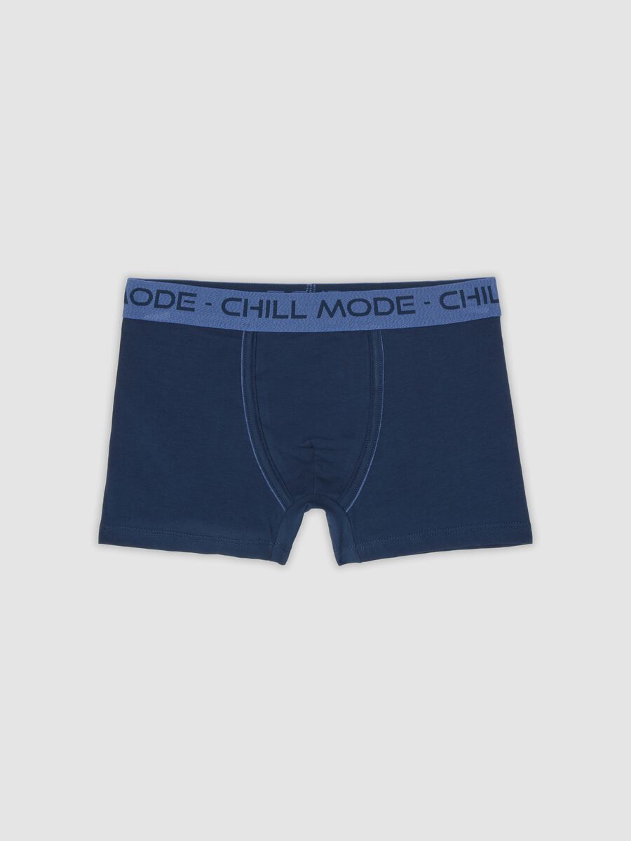 Boys&rsquo; blue mid-length boxer briefs in stretch organic cotton_0