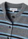 Grey striped stretch wool cardigan, regular fit_1