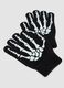 Black stretch-fabric gloves with skeleton print_1