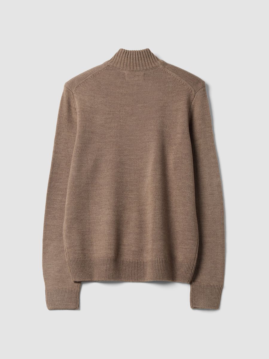 Brown half-zip regular-fit jumper in jersey knit_2