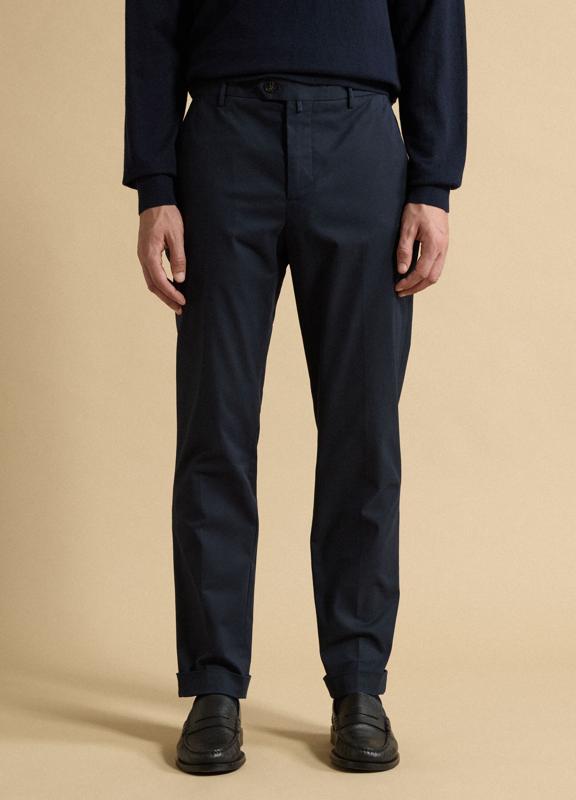 Blue regular-fit stretch cotton twill chino trousers