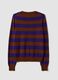 Maglia viola in pura lana a righe con girocollo_2
