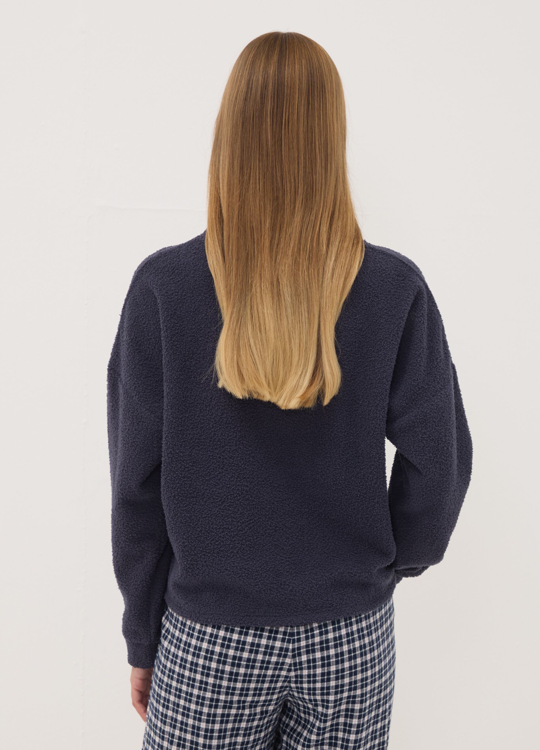 Blue stretch-fabric crew-neck pyjamas
