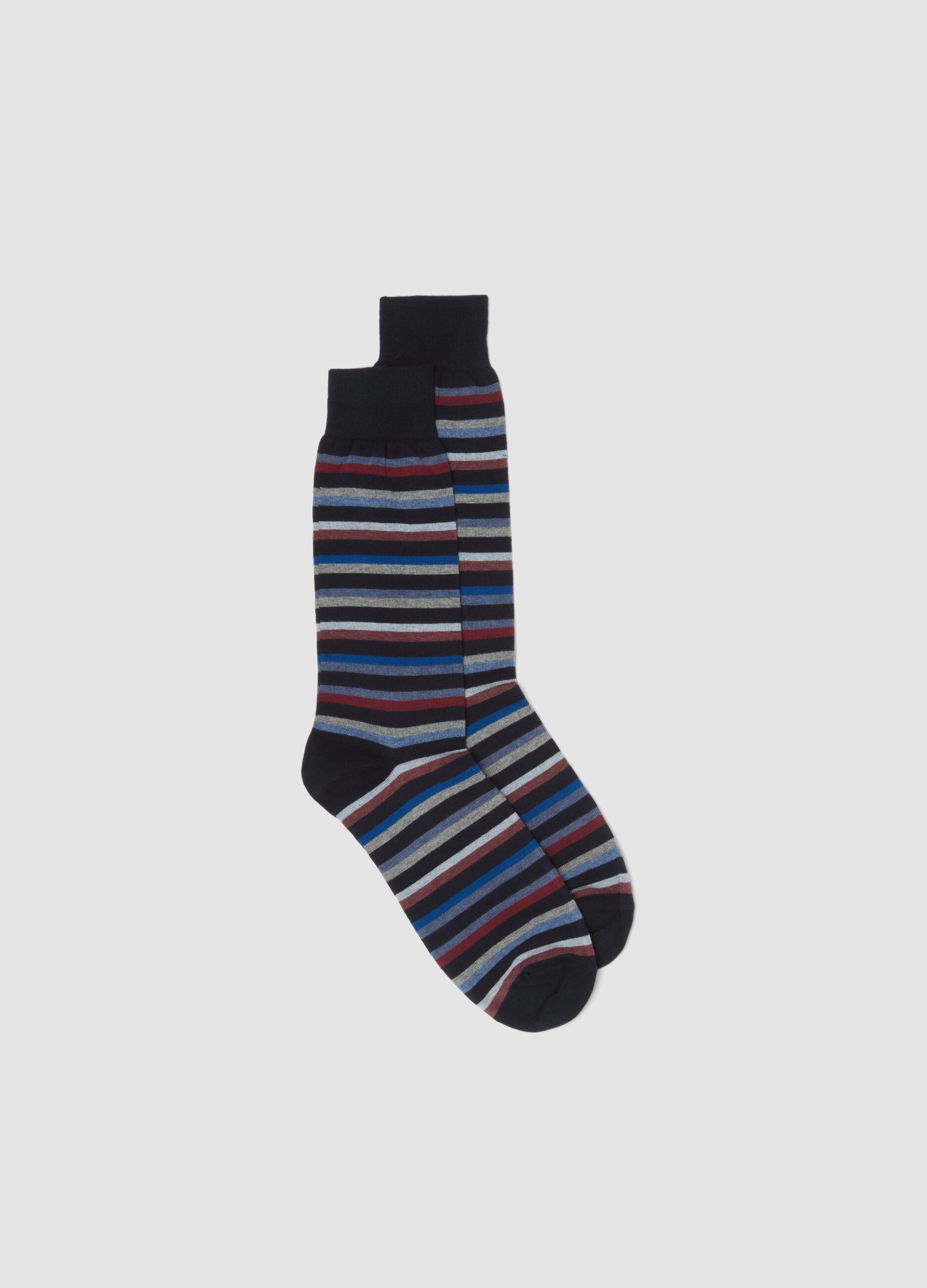 Blue striped ankle socks in stretch cotton