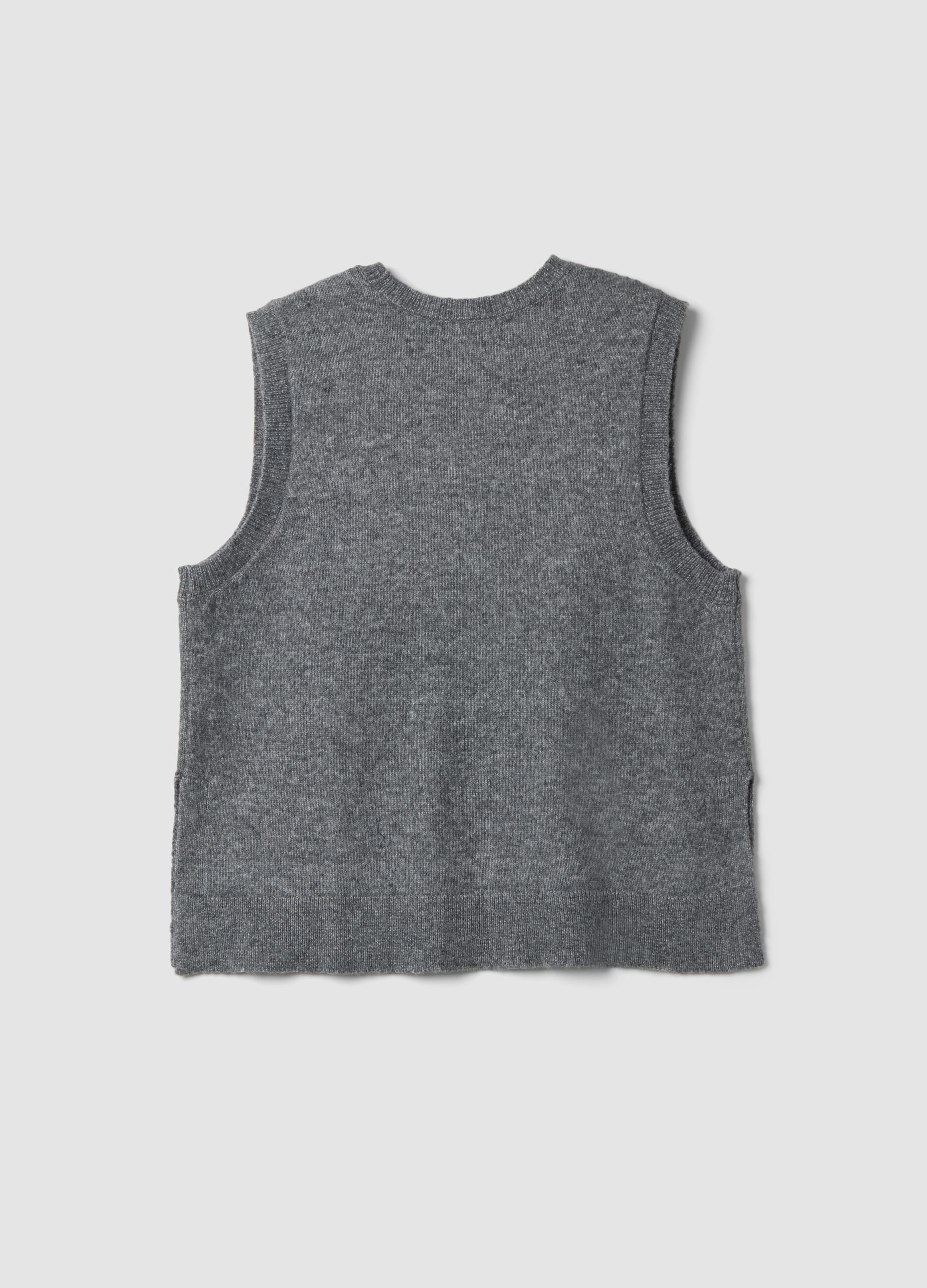 Grey marl wool-blend crew-neck vest