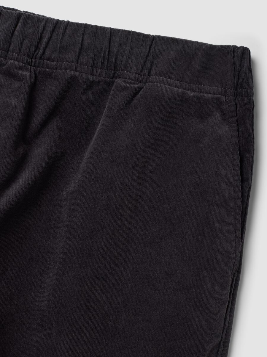 Blue stretch cotton wide-leg trousers_1