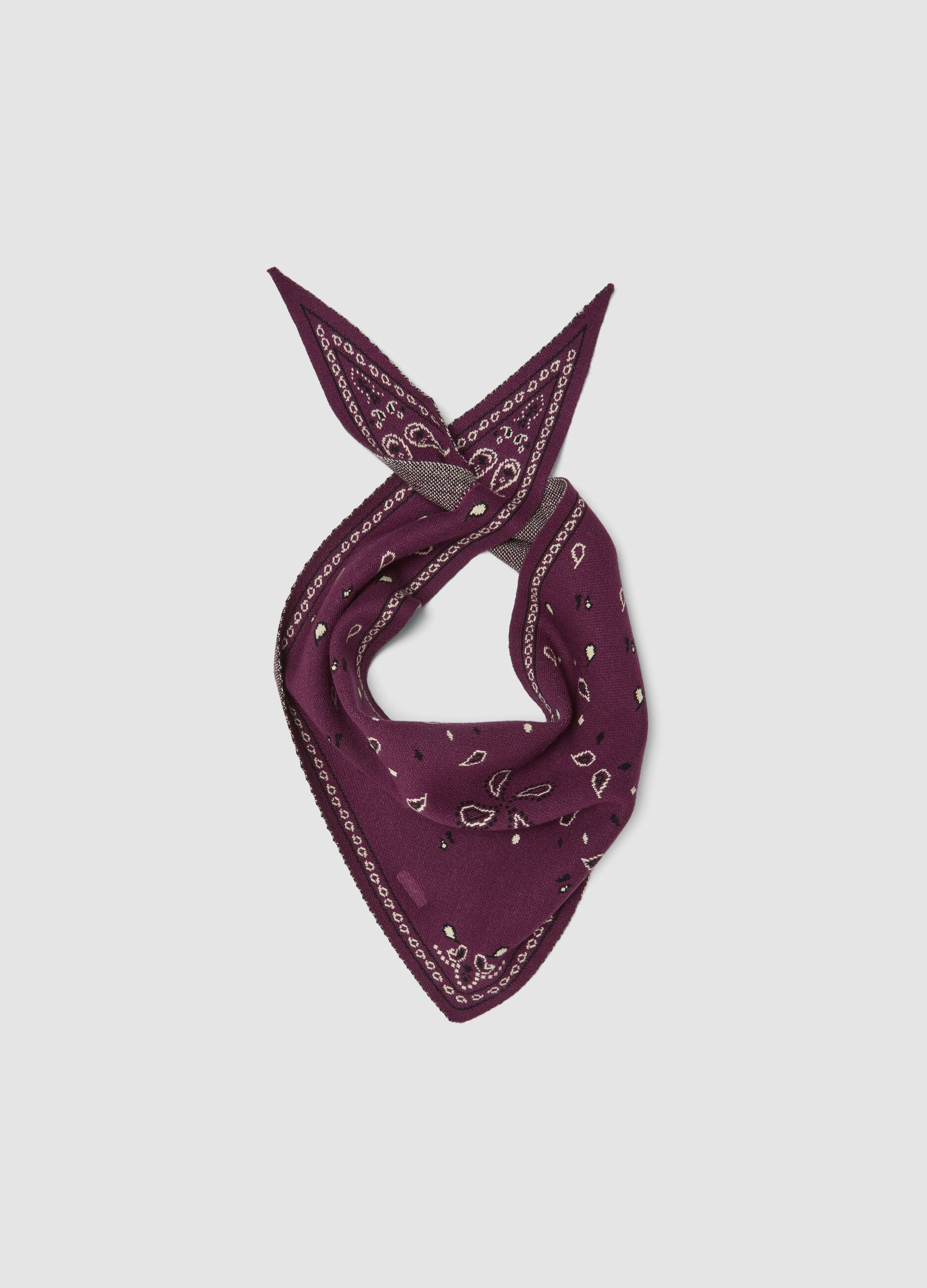 Purple patterned viscose-blend scarf