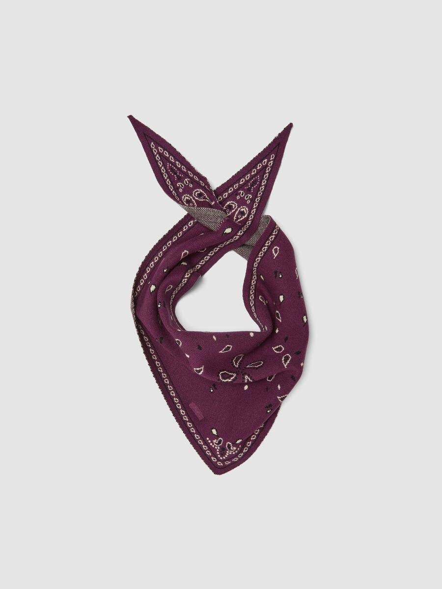 Purple patterned viscose-blend scarf_0