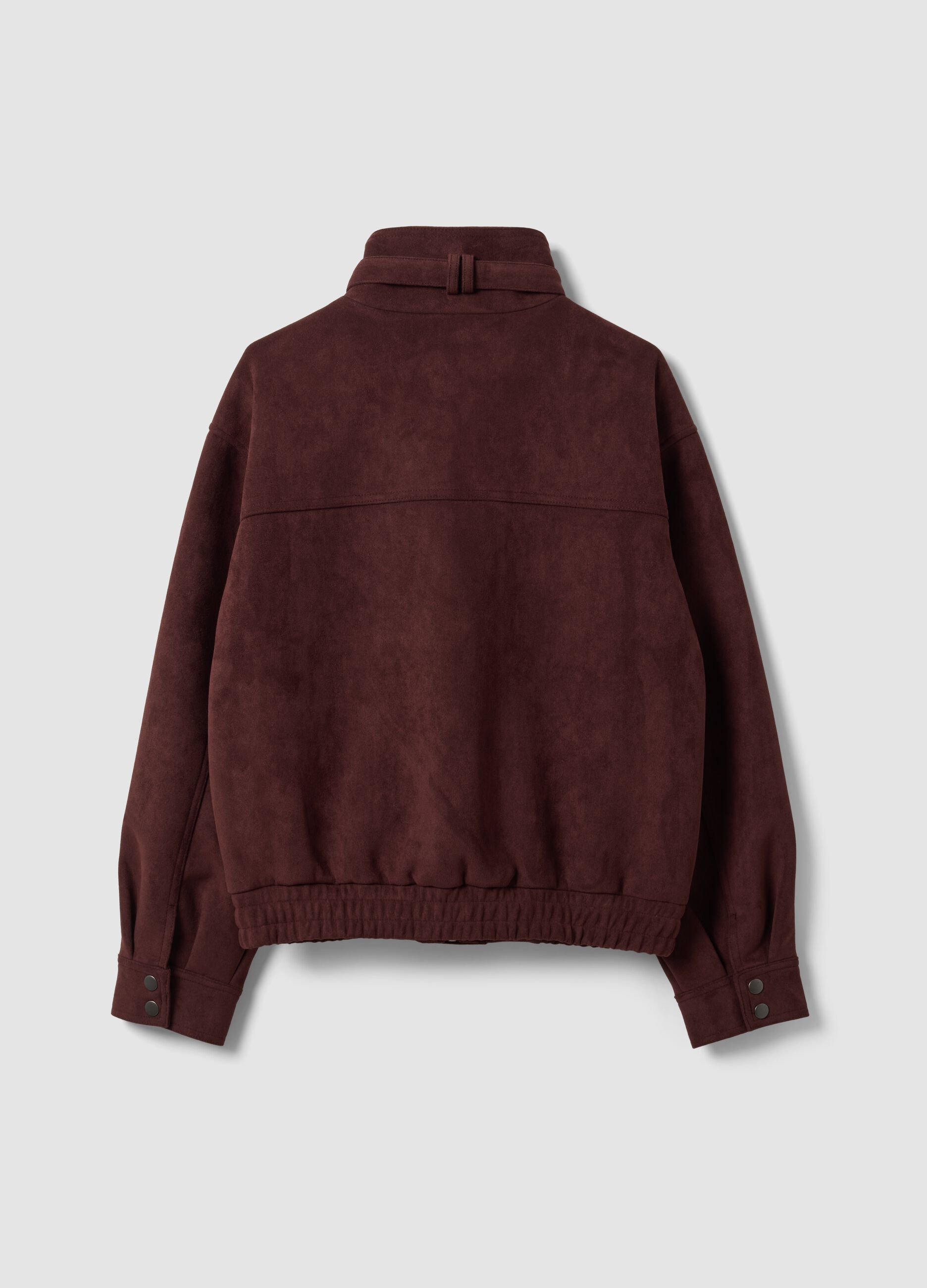 Brown stretch-fabric high-neck jacket, regular fit