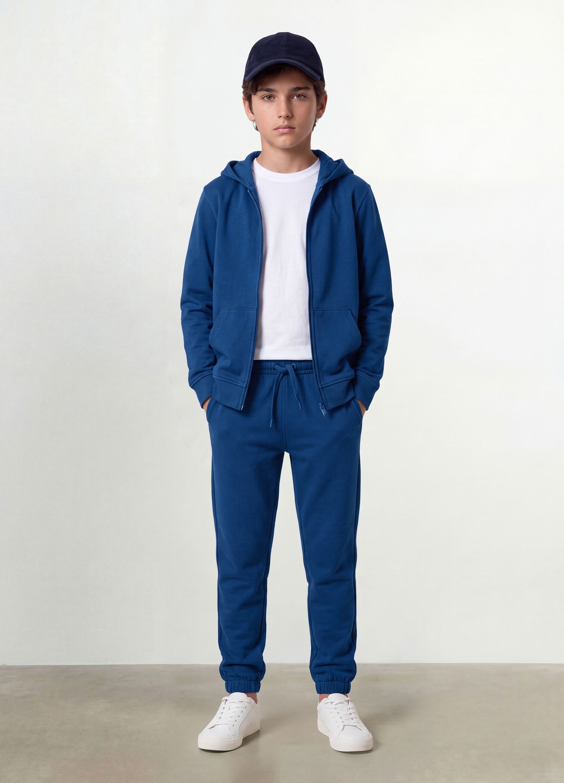 Blue boys&rsquo; organic cotton hoodie, regular fit
