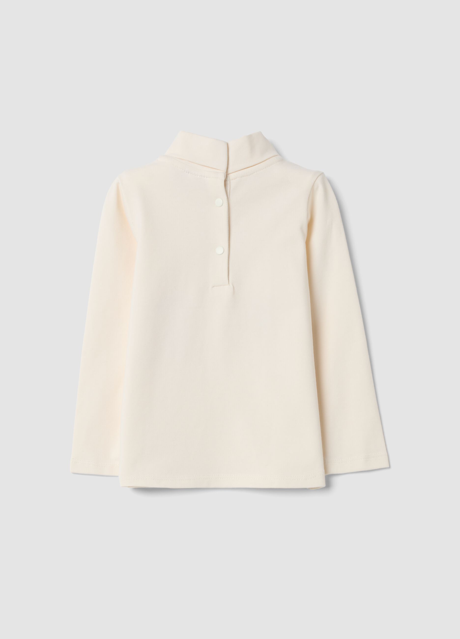 Maglietta bianca in cotone organico elasticizzato con stampa regular fit