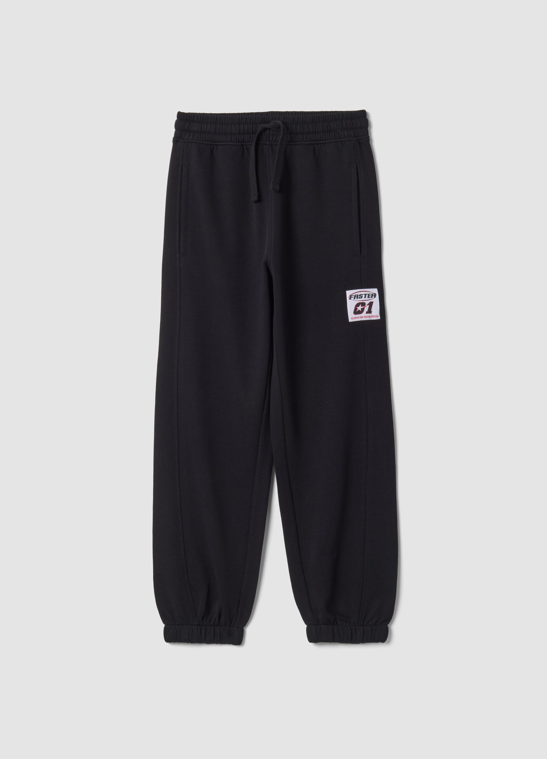 Pantaloni jogger neri in puro cotone relaxed fit
