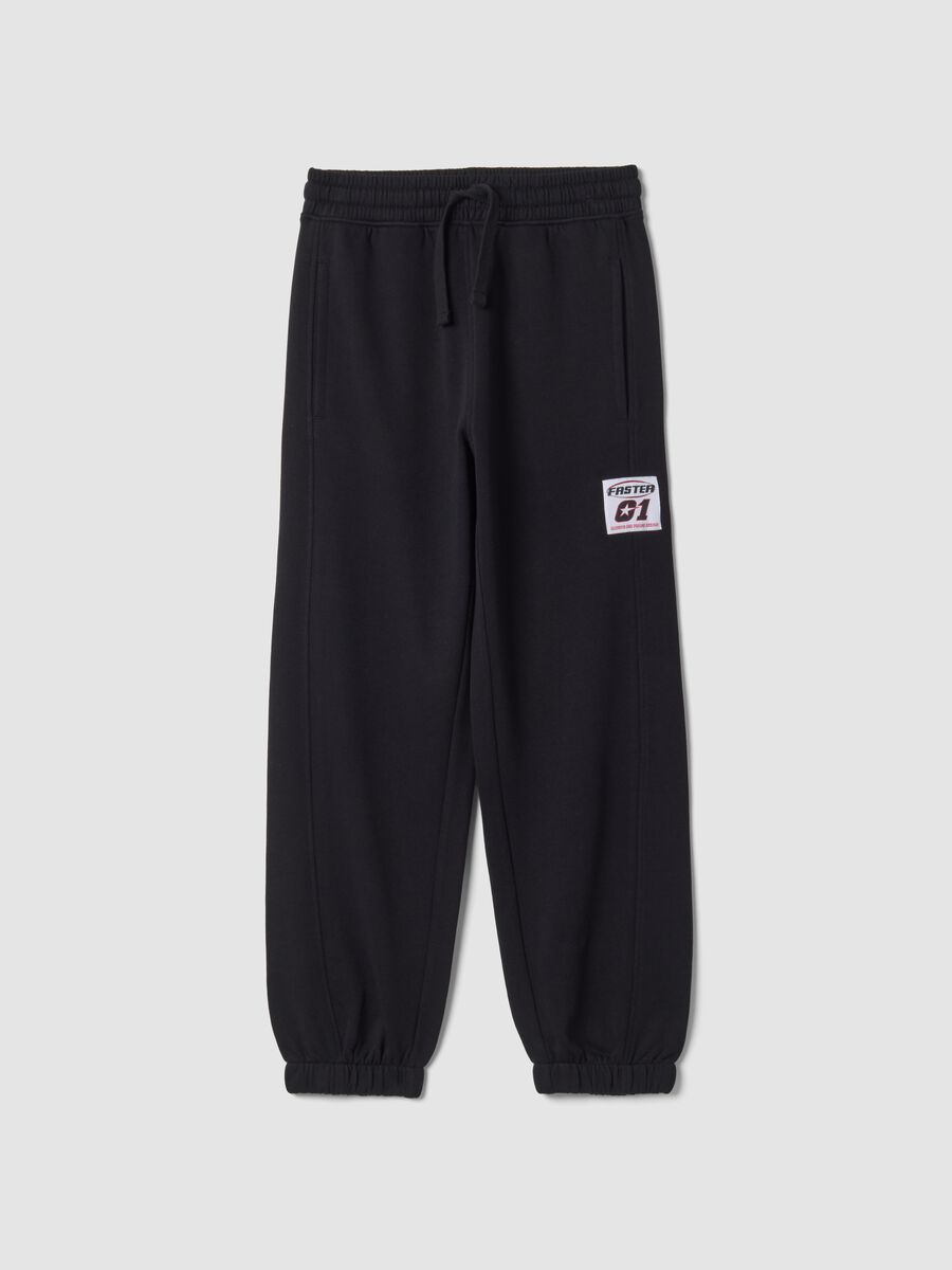 Black relaxed-fit pure cotton joggers_0