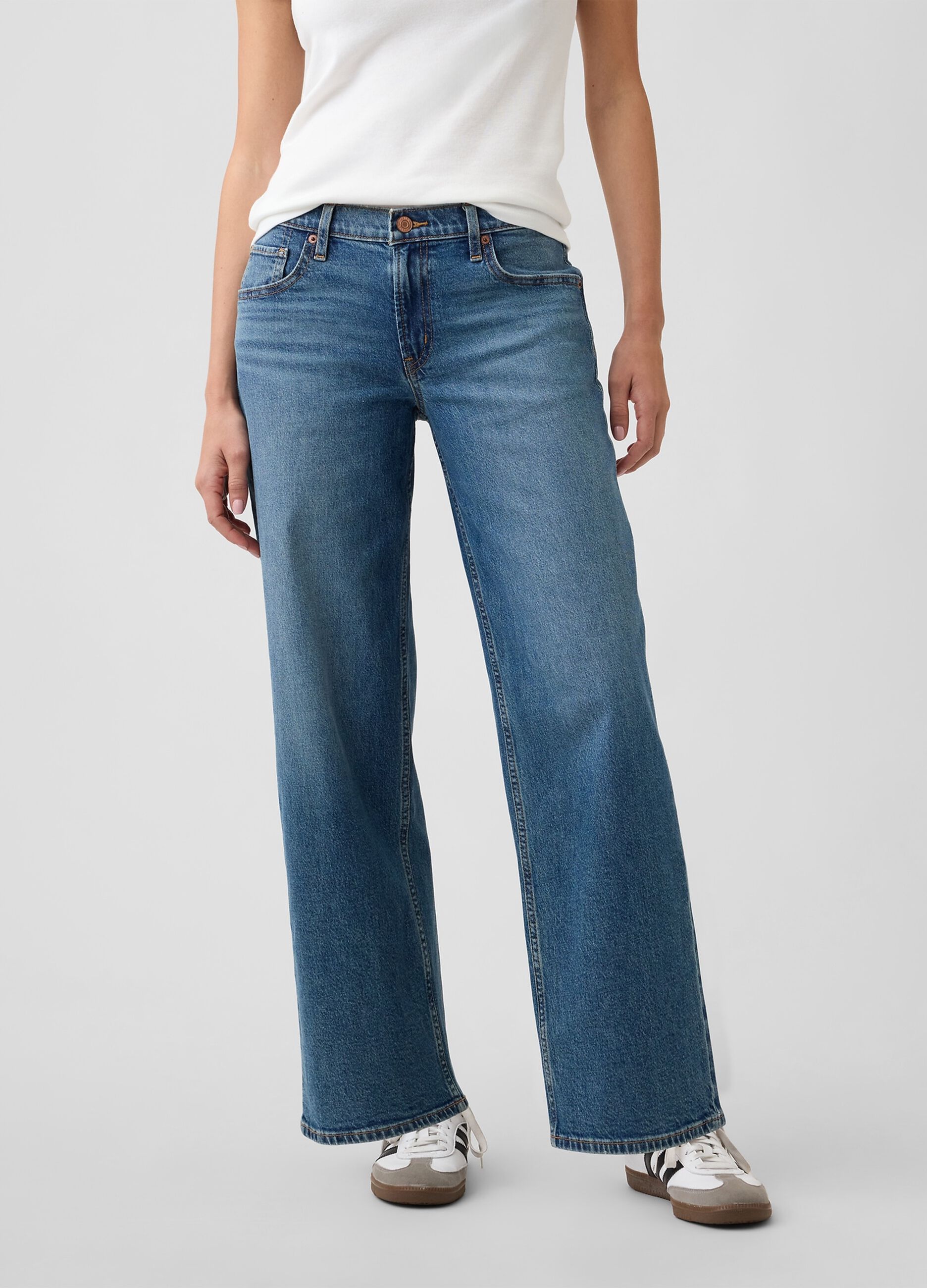 Stretch cotton wide-leg denim jeans