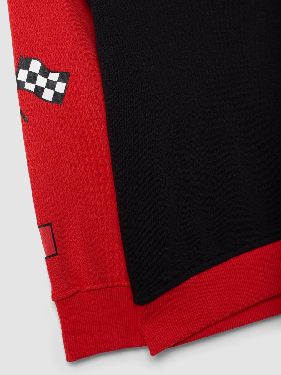 Black and red cotton-blend fleece hoodie with Ducati styling_3