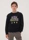 Black pure cotton sweatshirt with gaming print and crew neck_0