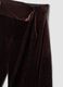 Brown stretch velour flared trousers with waist tie_2