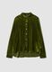 Green regular-fit stretch shirt with velvet-effect finish_0