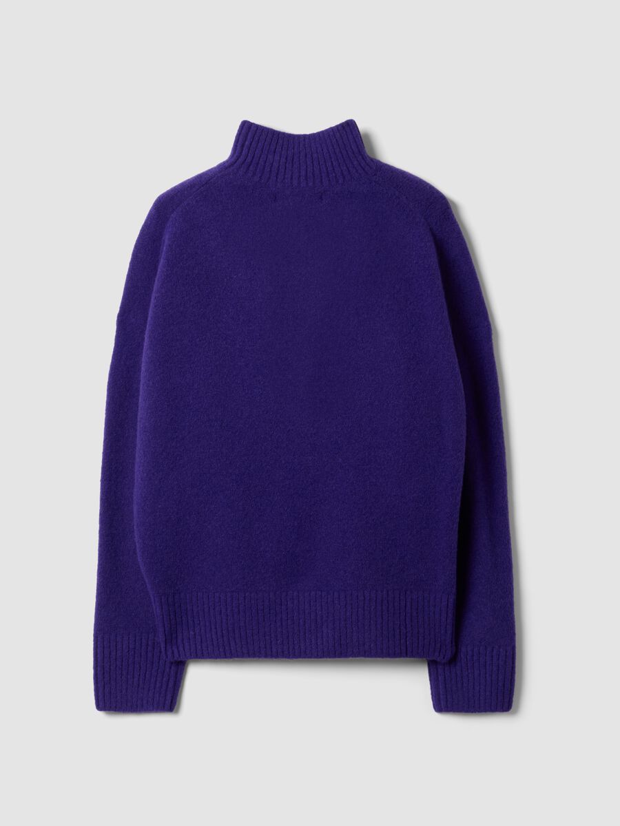 Blue stretch wool jumper with high neck_1