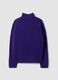 Maglia blu in lana elasticizzata con collo rialzato_1