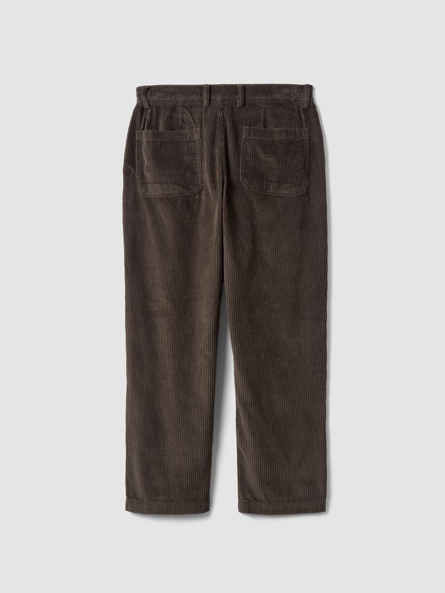 Green pure cotton corduroy carrot-fit trousers_6