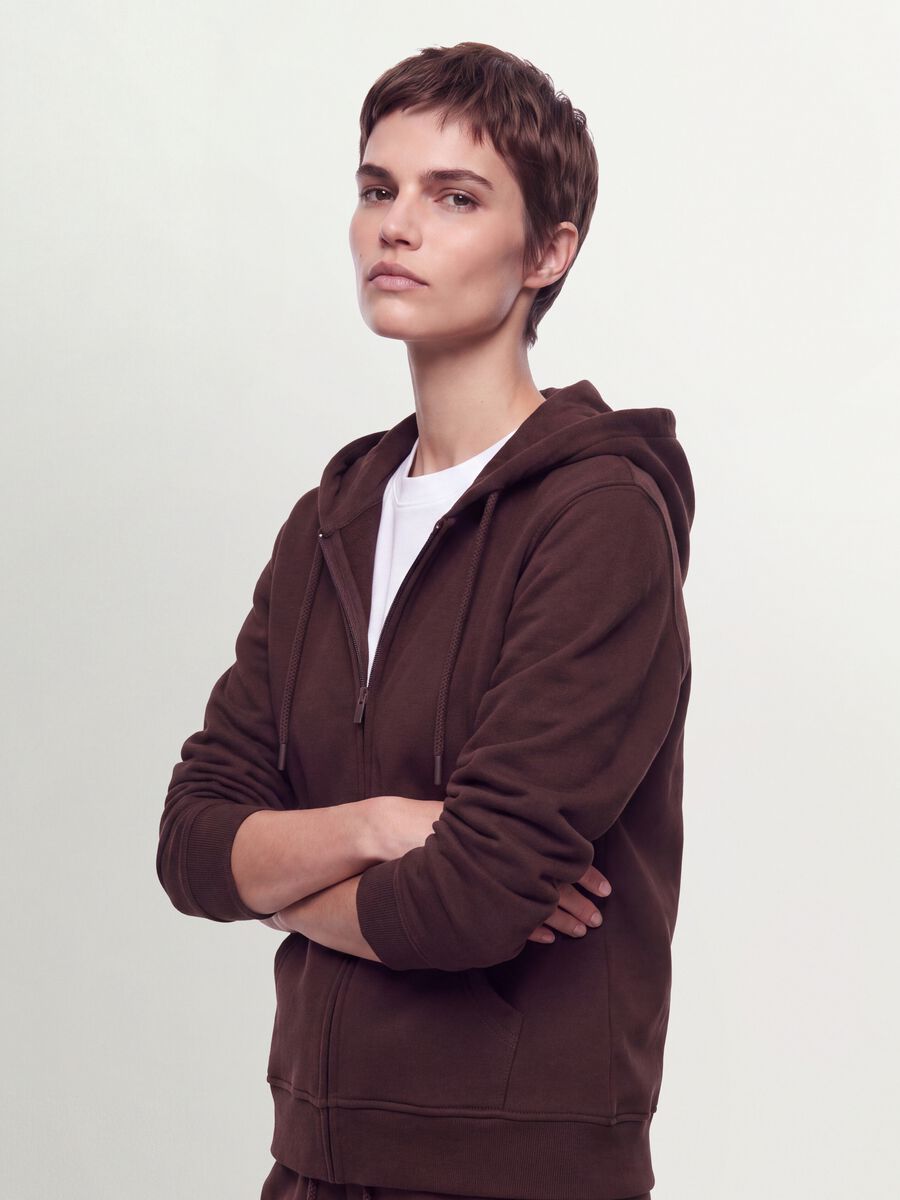 Brown cotton-blend hoodie in a regular fit_1