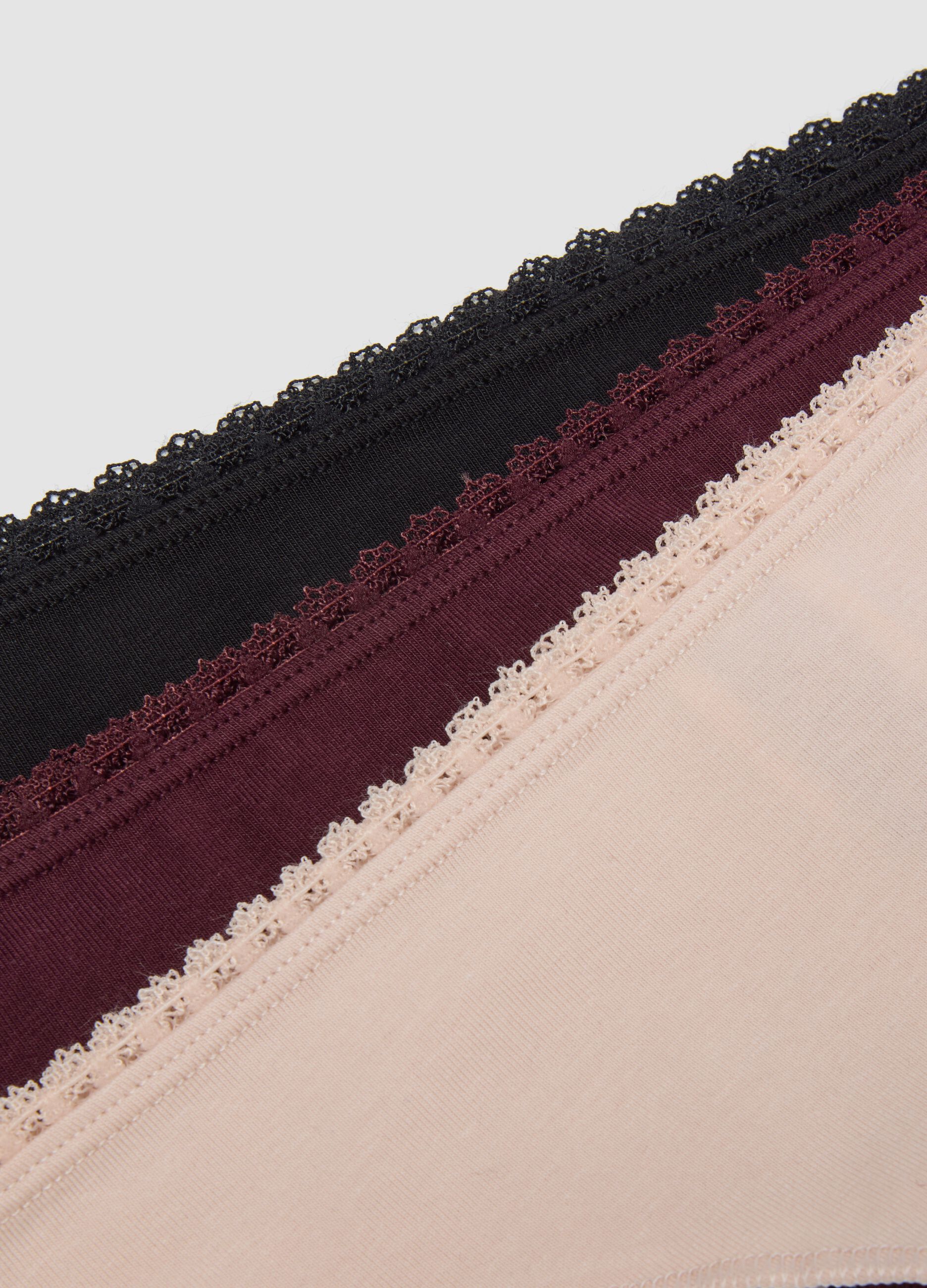Tripack di slip brasiliane multicolor in cotone organico elasticizzato