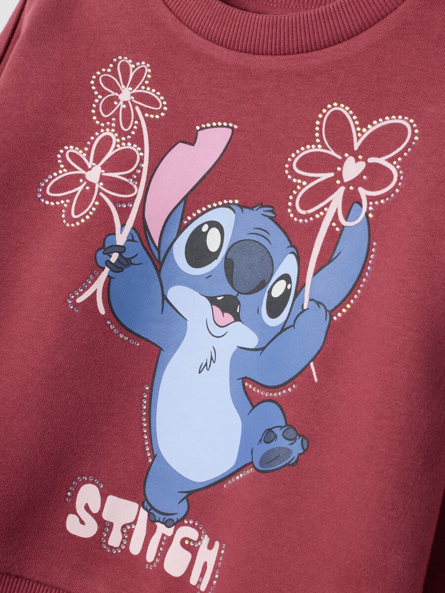 Red cotton-blend jogging set with sweatshirt and Lilo & Stitch print_3