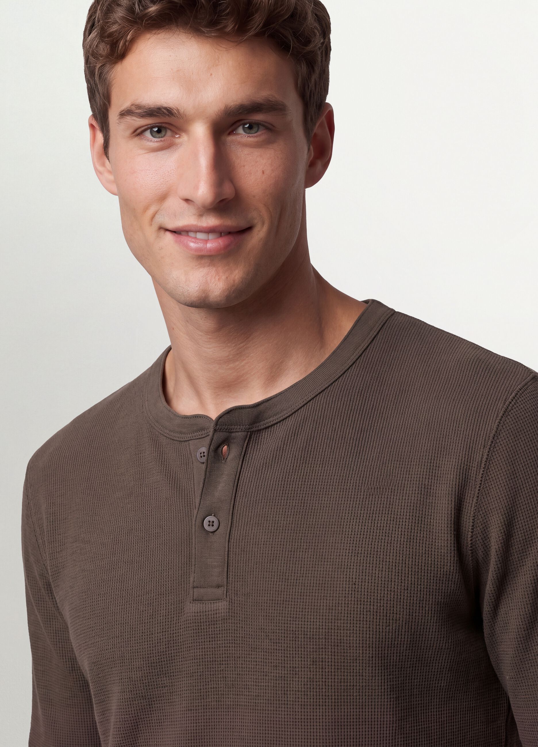 Brown honeycomb viscose-blend T-shirt, regular fit