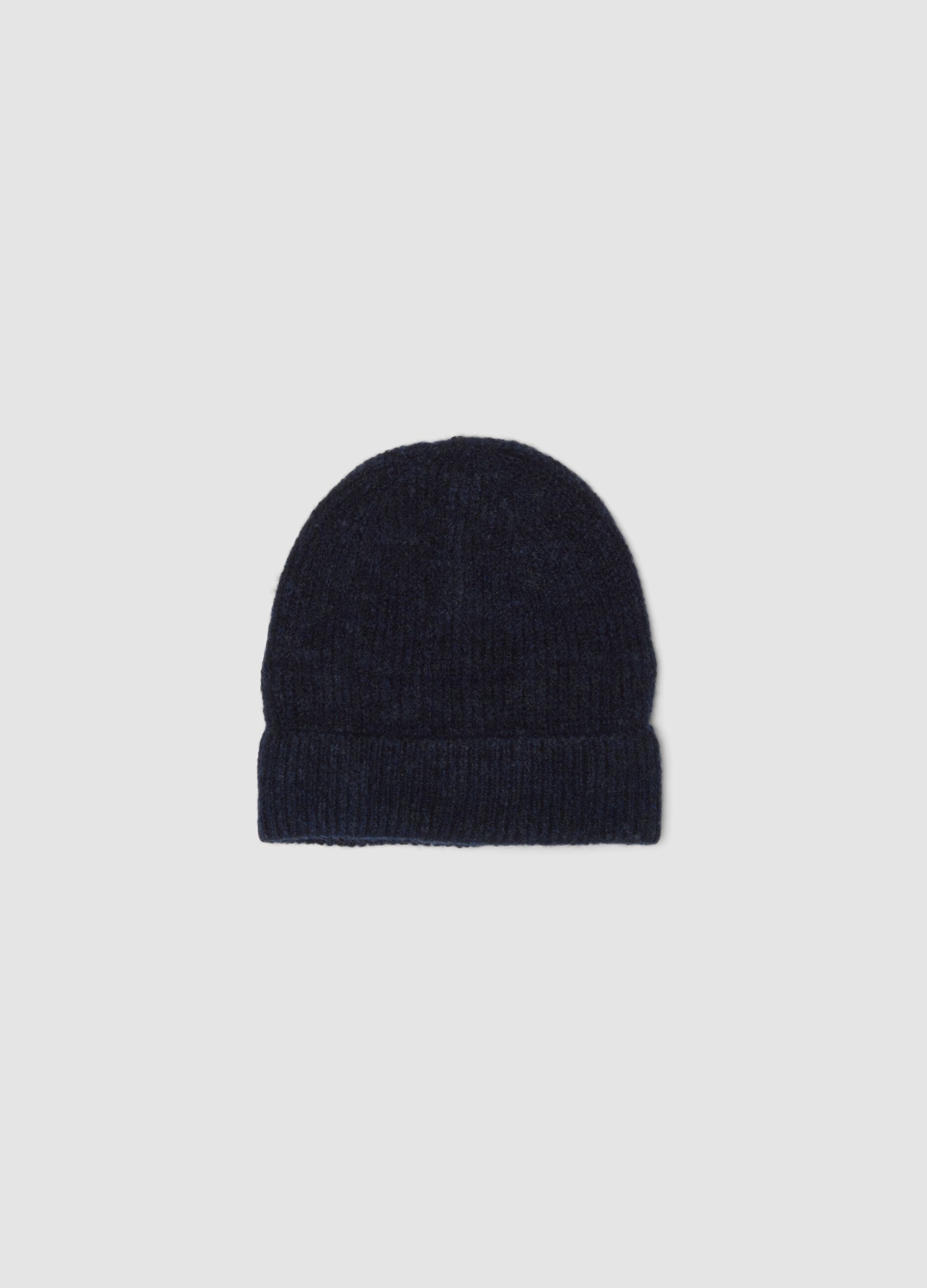 Berretto blu navy in tessuto elasticizzato a costine