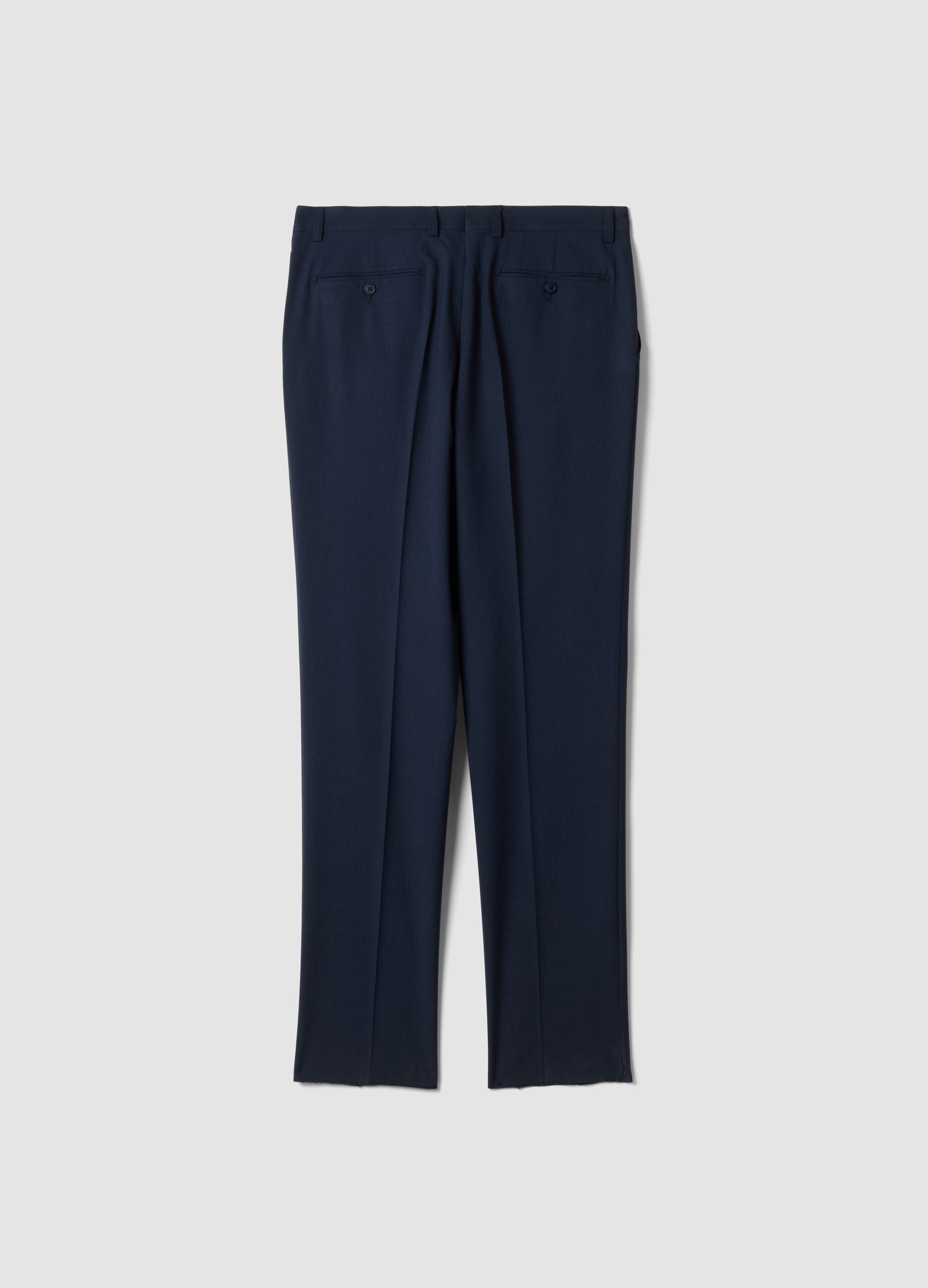 Blue regular-fit stretch viscose trousers