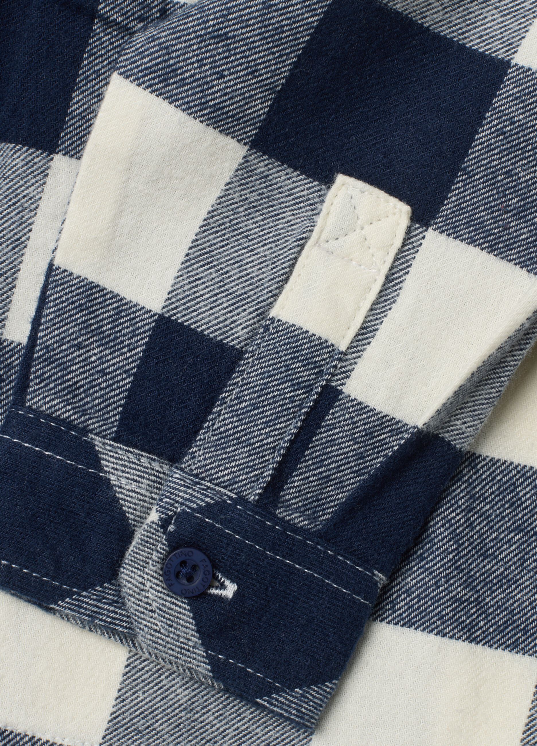Blue and white checked pure cotton oversized shirt