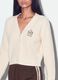 Cardigan beige in misto cotone con scollo profondo a V fitted_2