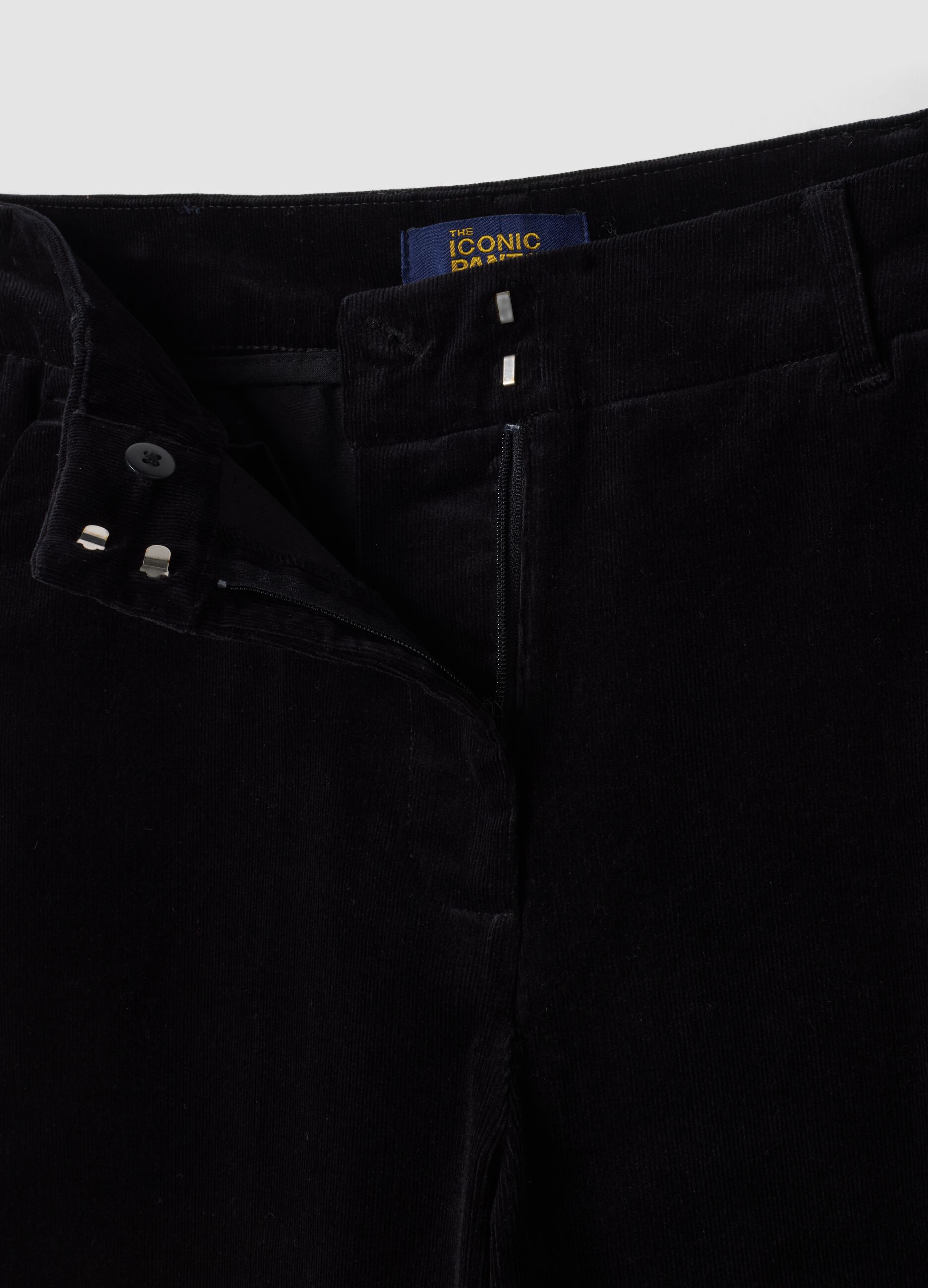 Black The Iconic Pants straight-leg ribbed stretch cotton trousers