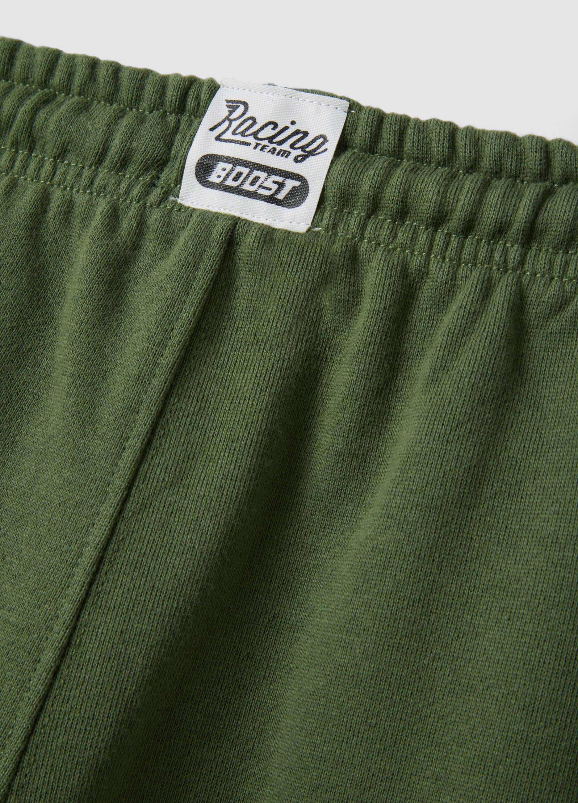 Green cotton-blend joggers with drawstring waist