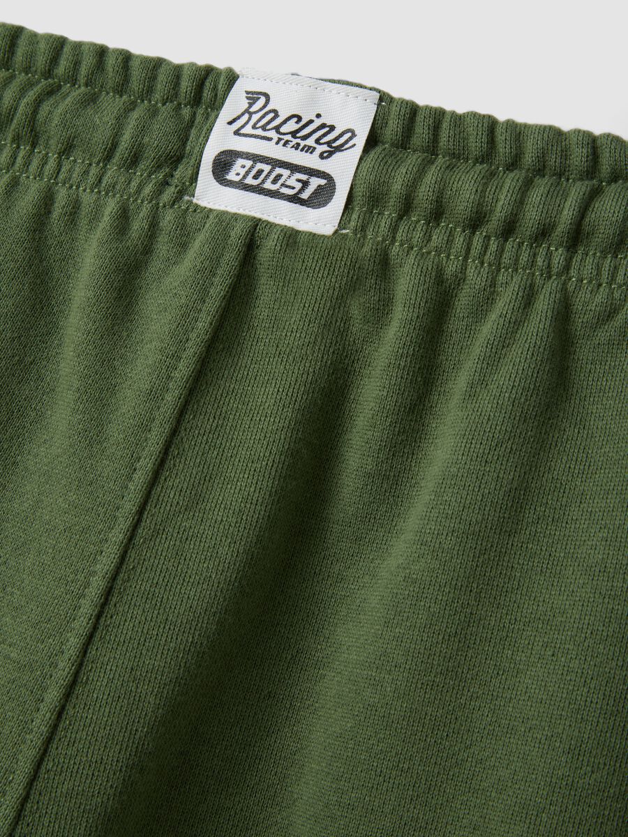 Green cotton-blend joggers with drawstring waist_3