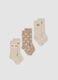 Tripack di calze lunghe beige in cotone organico elasticizzato_0