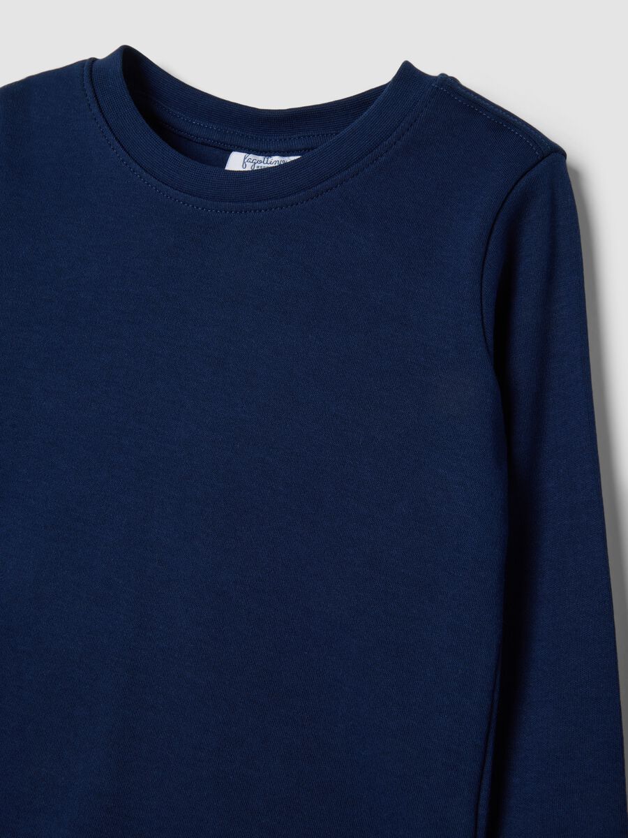 Navy blue organic cotton crew-neck T-shirt_2