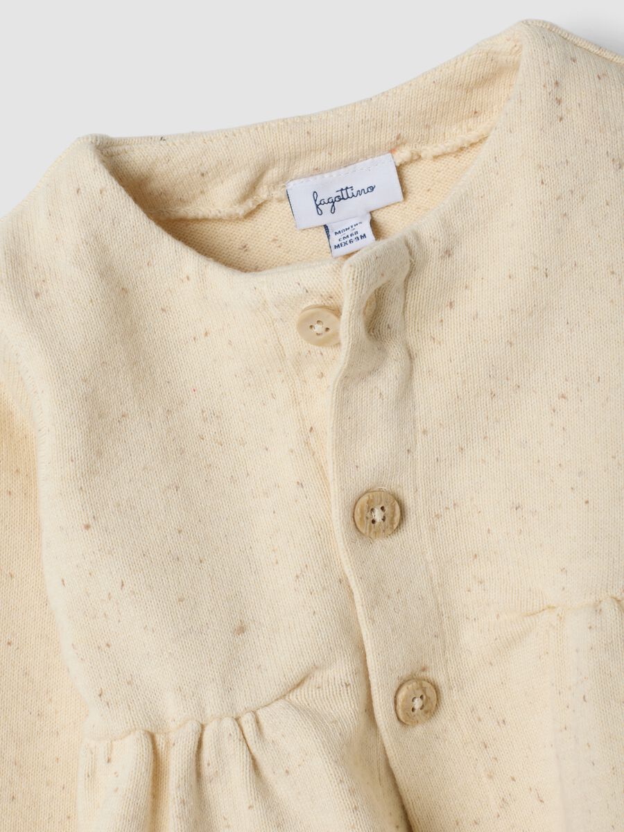 White crew-neck cardigan in organic cotton blend, regular fit_2