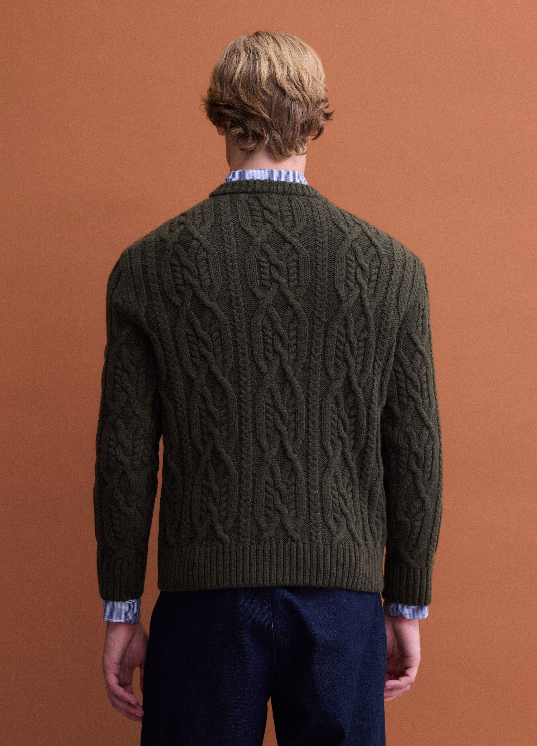 Green regular-fit jacquard wool-blend jumper