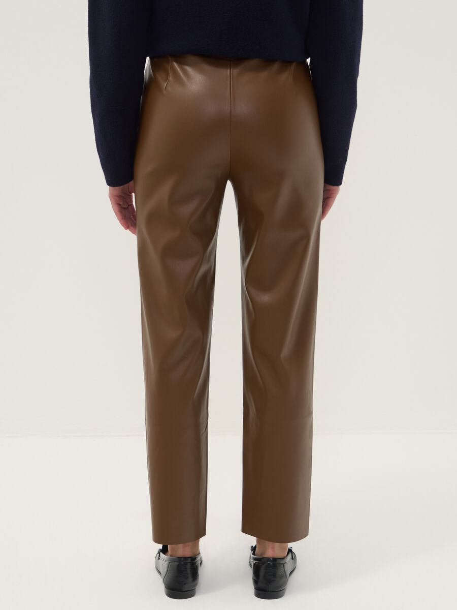 Brown slim-fit leggings with regular waist and elasticated waistband_3