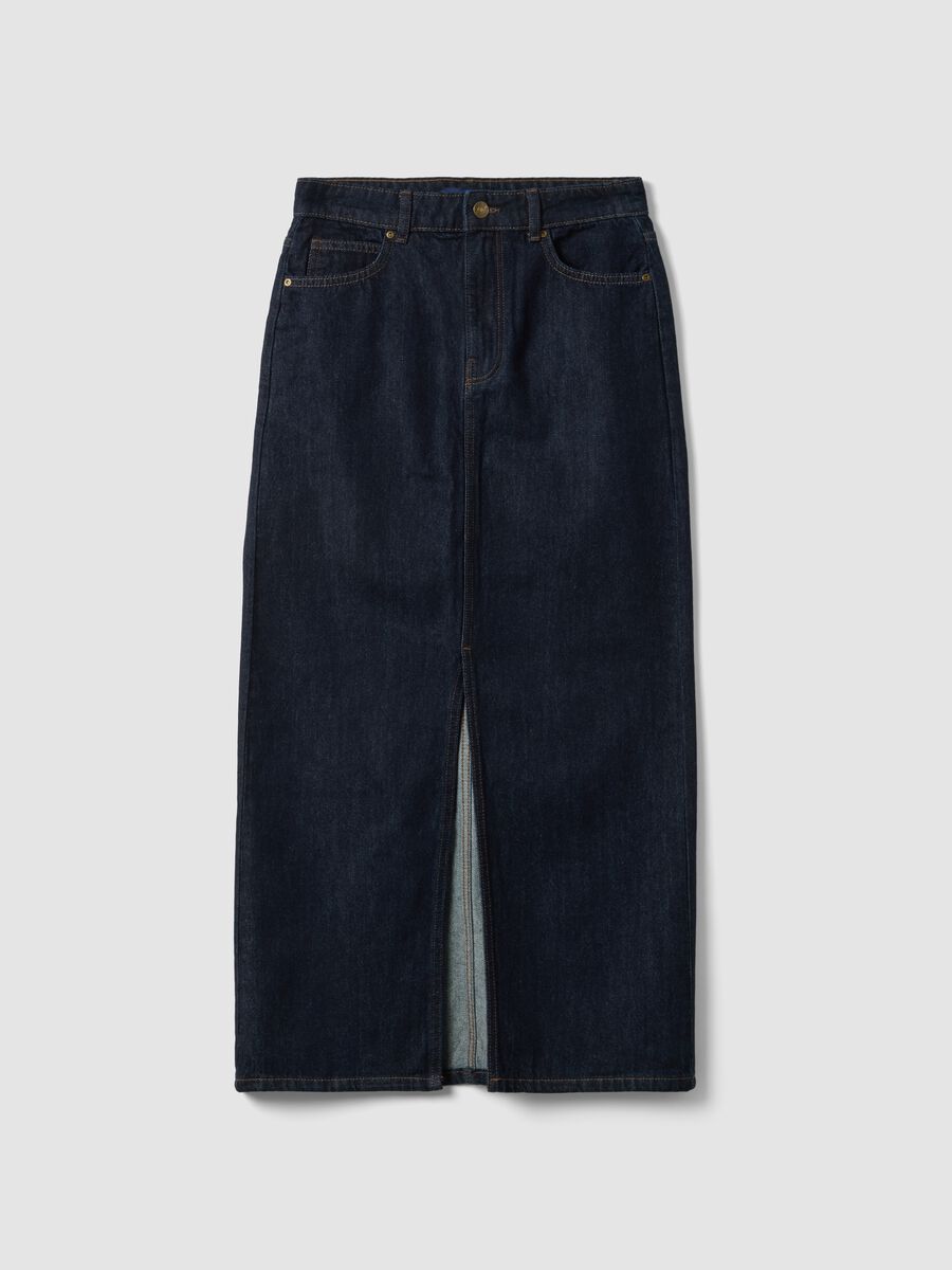 Blue midi skirt in pure cotton denim_4