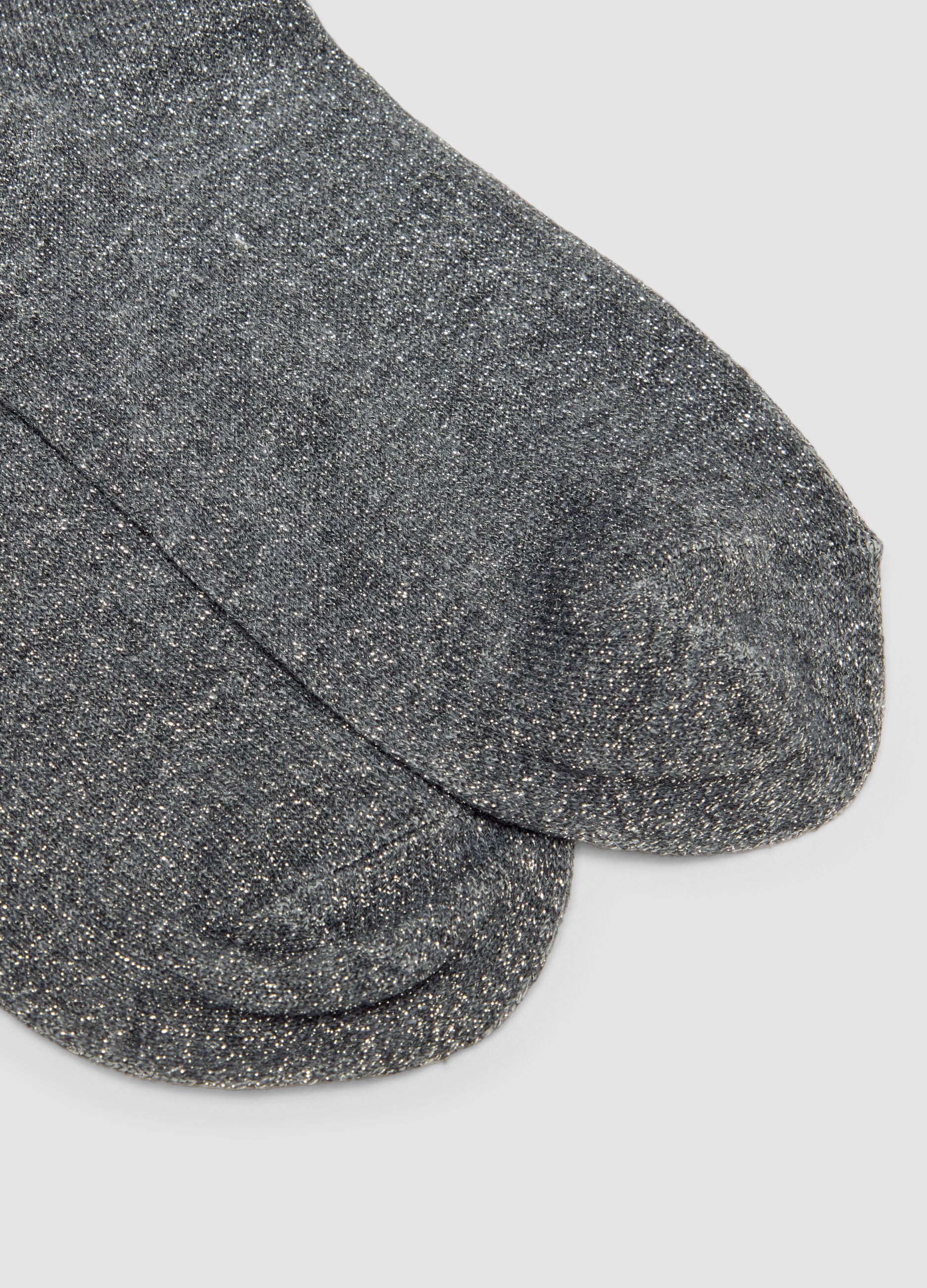 Calzini grigi in cotone organico elasticizzato con ricamo