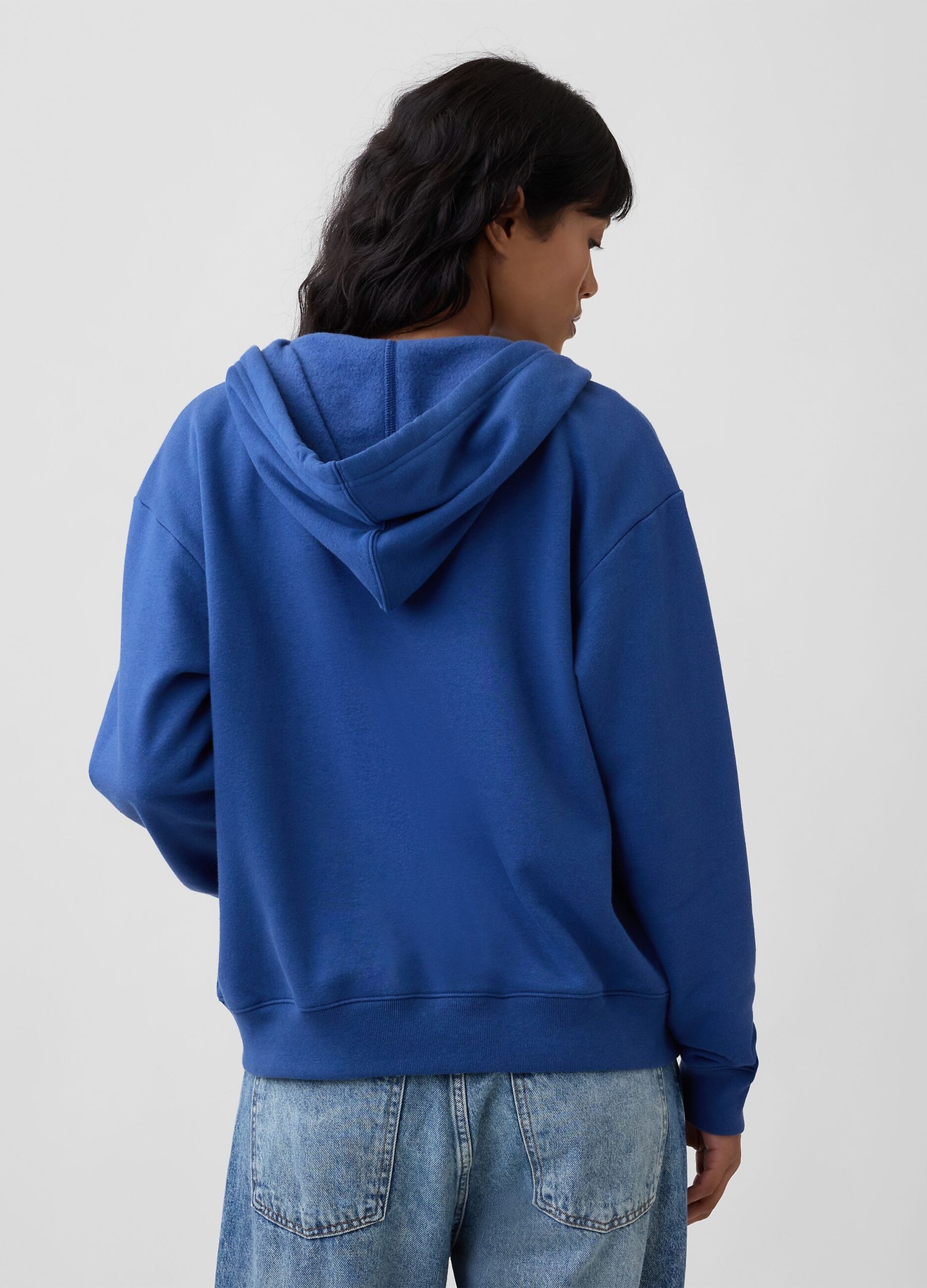 Navy blue cotton-blend hoodie with zip and GAP logo