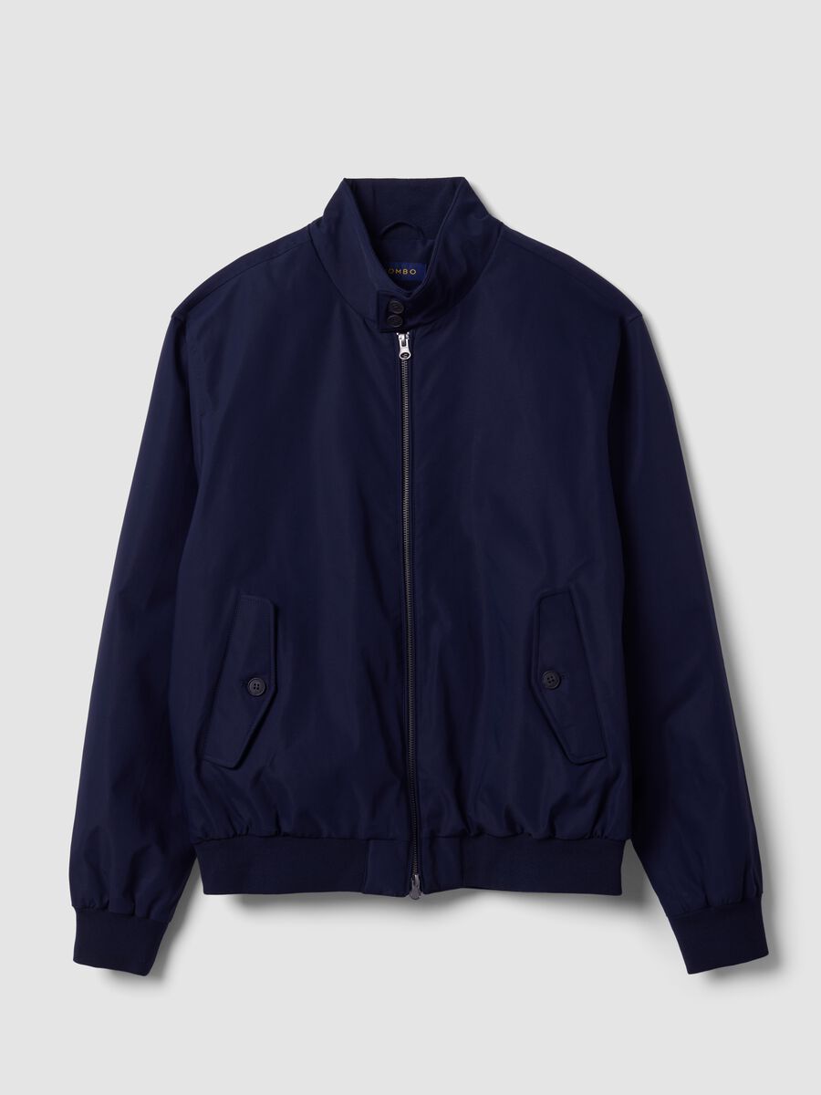 Navy padded jacket, regular fit, with zip and high neck_0