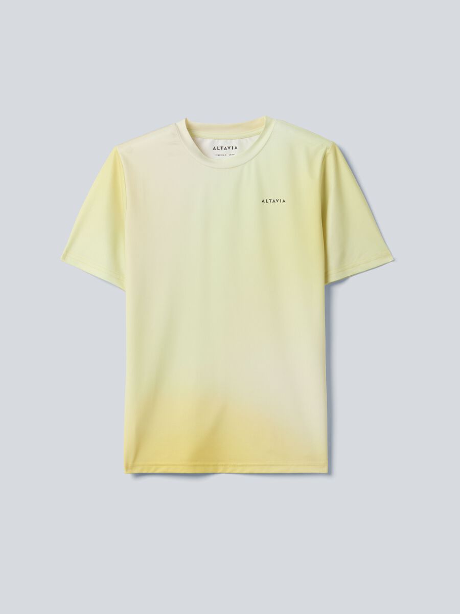 Yellow ALTAVIA COURT sports T-shirt in stretch technical fabric with tie-dye effect for boys_3