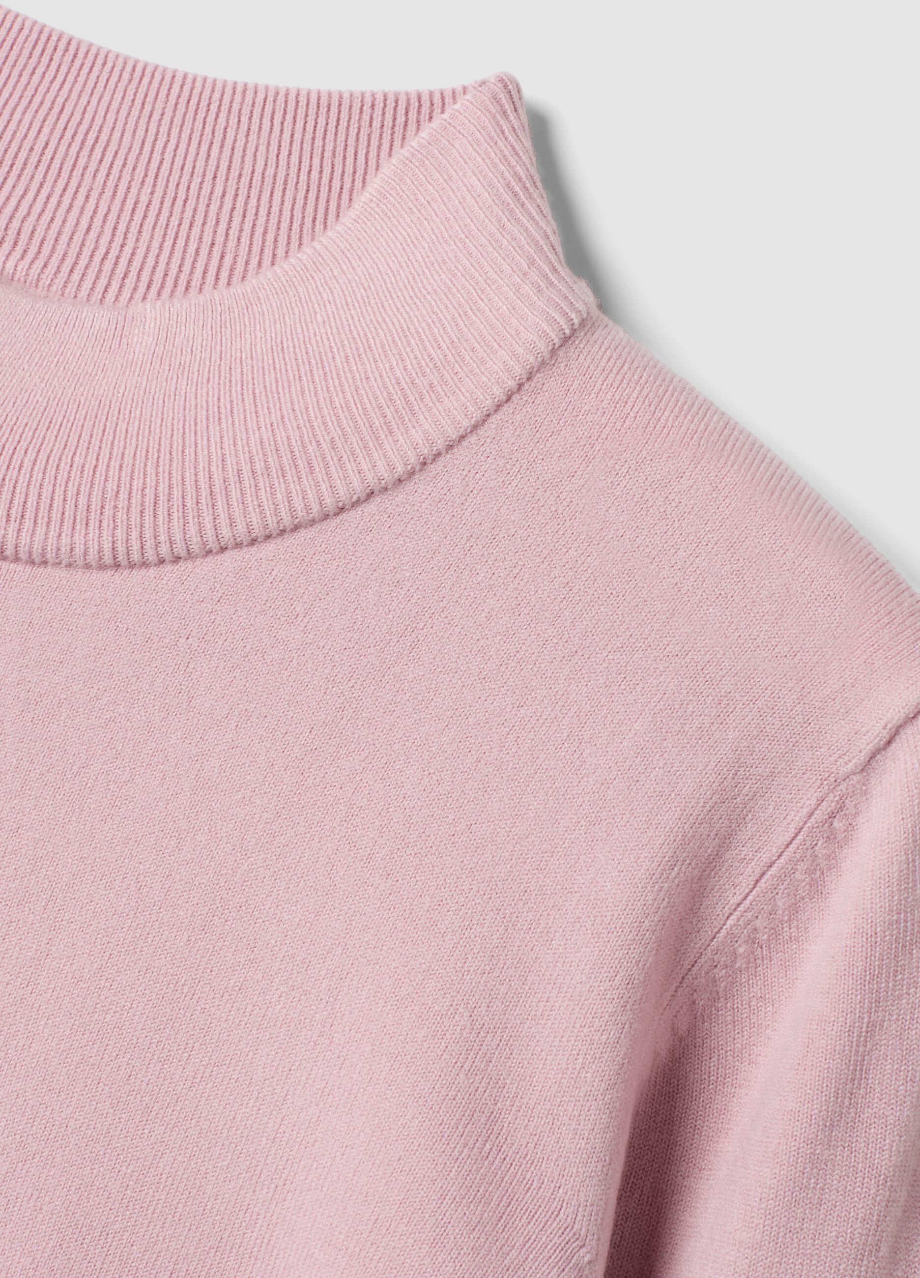 Pink long-sleeved top with high neck, regular fit